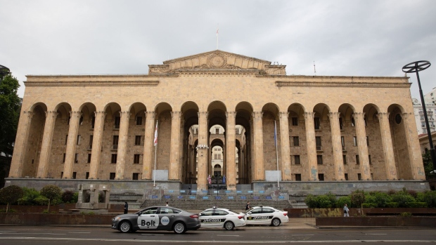 <p>The Georgian parliament building in Tbilisi, Georgia.</p>