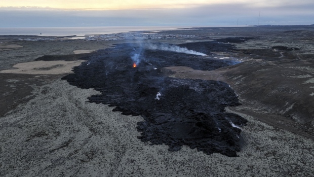 Volcanic activity near Grindavik, on Jan. 15, 2024. Photographer: Halldor Kolbeins/AFP/Getty Images