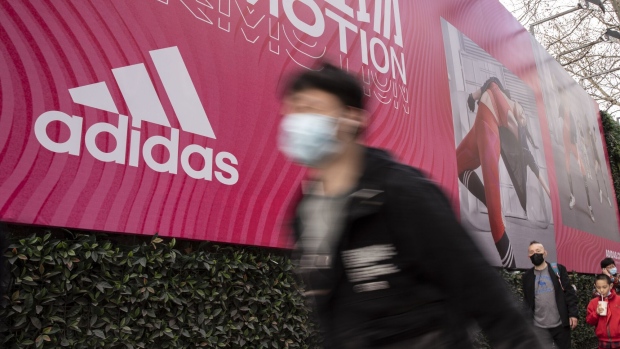 An Adidas advertising billboard in Shanghai, China. Photographer: Qilai Shen/Bloomberg