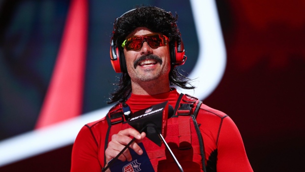 LAS VEGAS, NV - APRIL 29: Video game streamer Dr. DisRespect presents on stage during round three of the 2022 NFL Draft on April 28, 2022 in Las Vegas, Nevada. (Photo by Kevin Sabitus/Getty Images)