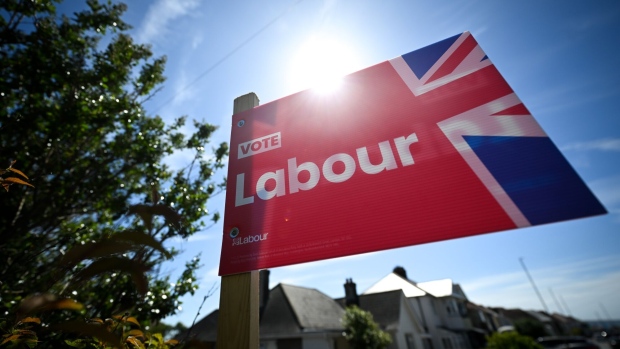 A Labour Party sign in Weymouth, UK. Photographer: Finnbarr Webster/Getty Images Europe