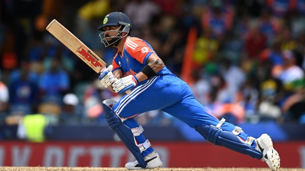 <p>Virat Kohli of India bats during the ICC Men's T20 Cricket World Cup West Indies & USA 2024 Final match on June 29.</p>