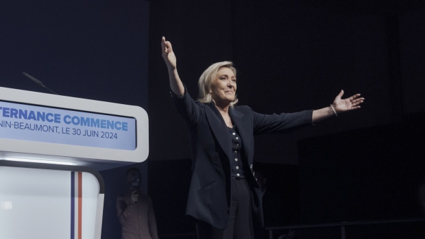 Marine Le Pen at the party headquarters in Henin-Beaumont on June 30.