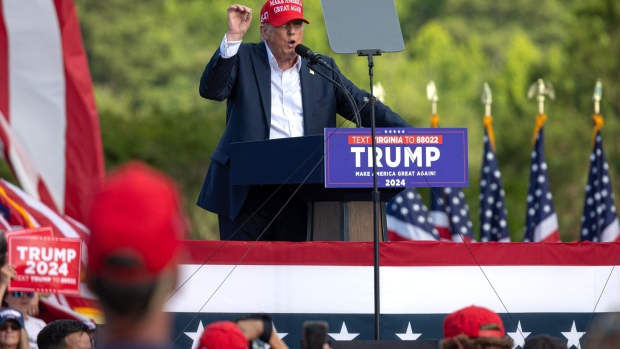 Former US President Donald Trump speaks during a campaign event at Historic Greenbrier Farms in Chesapeake, Virginia, US, on Friday, June 28, 2024. Trump kept a mostly calm demeanor during the first presidential debate, avoiding the kind of outbursts and belligerence that hurt him in his 2020 debate with Biden, but delivered responses riddled with falsehoods and exaggerations.