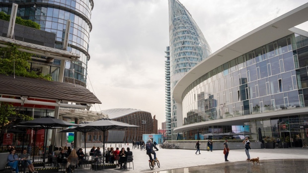 The Piazza Gae Aulenti in Porta Nuova business and shopping district in Milan. Photographer: Francesca Volpi/Bloomberg