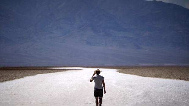 <p>A visitor at the Badwater Basin in Death Valley, California in September 2022. </p>